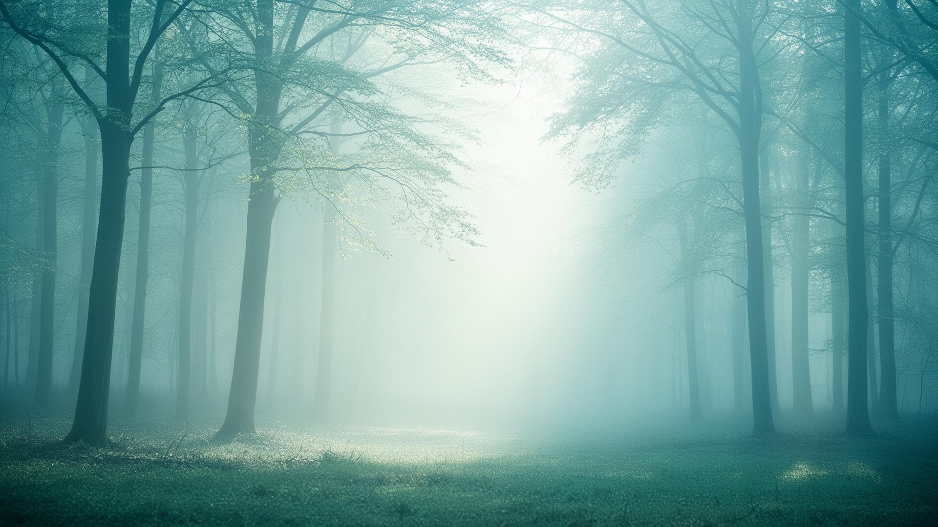 Bosque sereno entre la niebla: espacio de calma para la ansiedad y el estrés