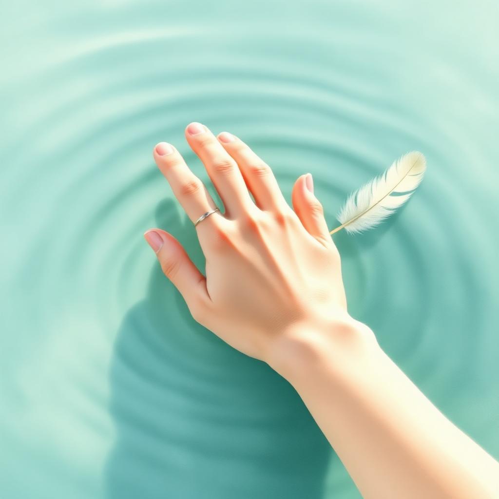 Mano acariciando agua con suavidad, evocando contacto y aceptación de la piel